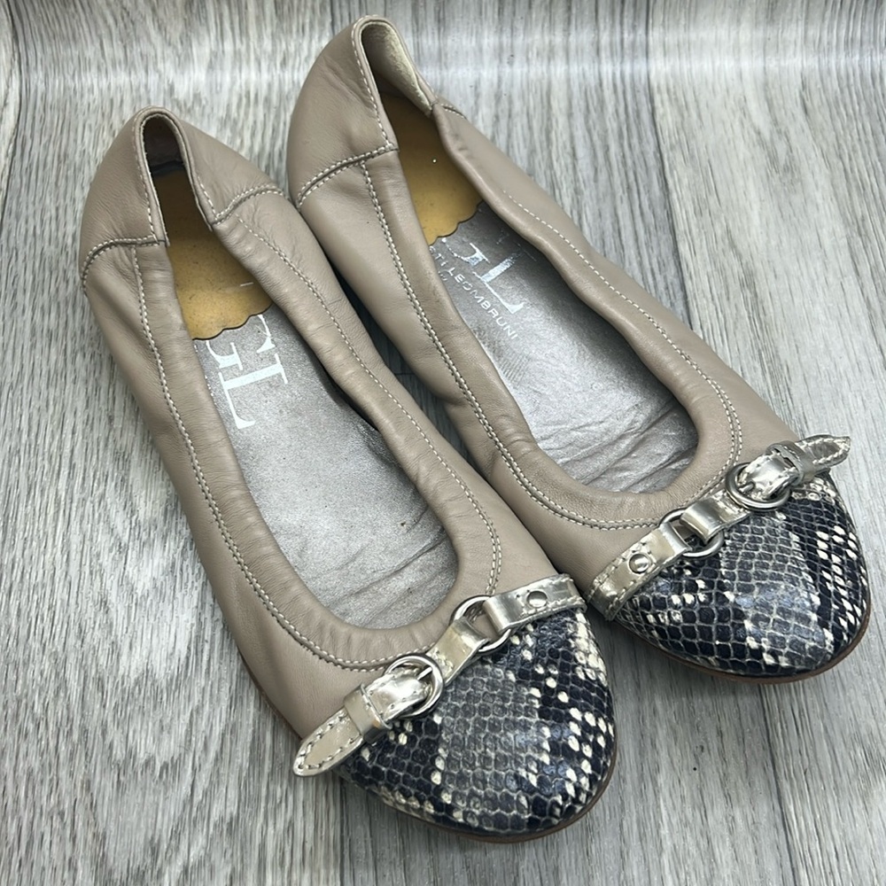AGL Snakeskin Toe Flats